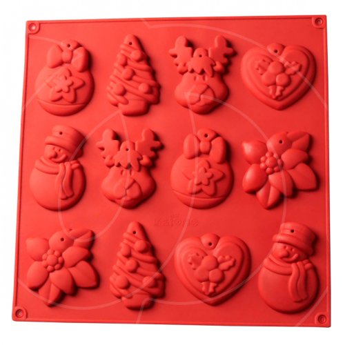 Форма силиконовая для шоколада "Ёлочки игрушки" 12 шт 2484758