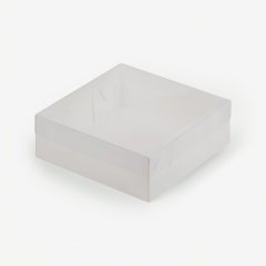 Коробка для печенья/конфет с прозрачной крышкой белая 20х20х7см 070260 ф