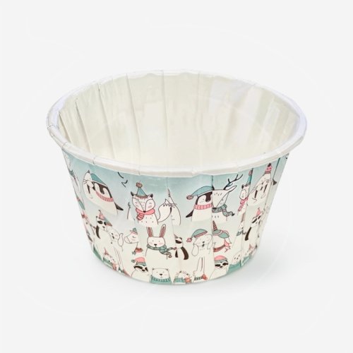 Капсула бумажная с подворотом D50 H40 "Белые медведи" 1 шт Б-68