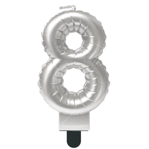 Свеча декоративная Цифра "8" Шар Серебро 622096-8	