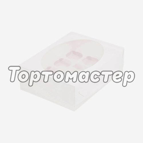Коробка на 12 капкейков с окном белая 040510 ф