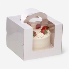 Коробка для торта с окном и ручками белая 18х18х14 см 10325618