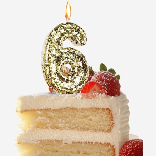 Свеча декоративная Цифра "6" Золотые пайетки 5572720