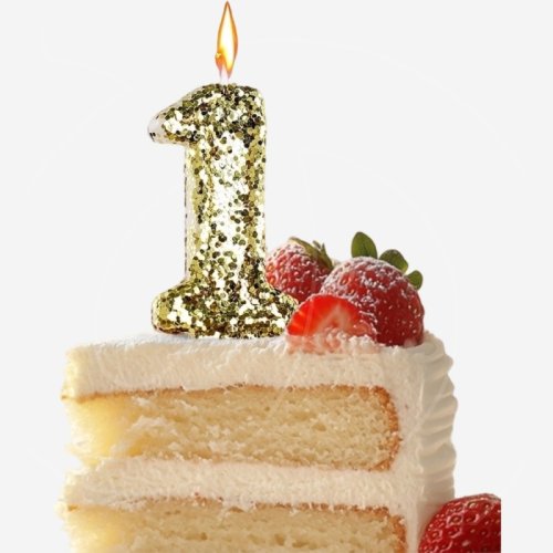 Свеча декоративная Цифра "1" Золотые пайетки 5572715