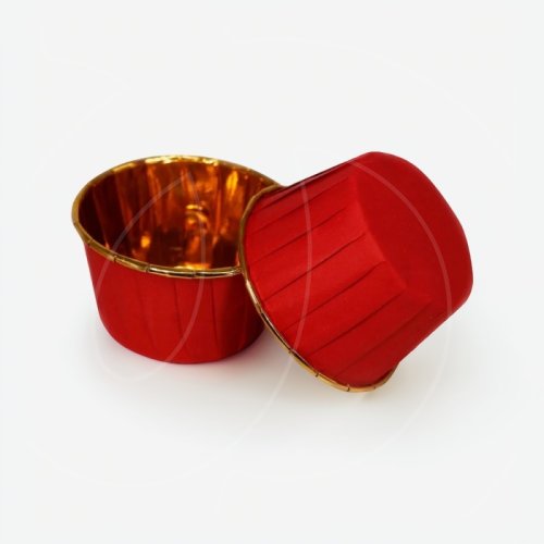 Капсула бумажная с подворотом Золото/Красный D50 H40 50 шт арт006797