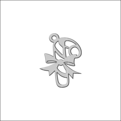 Топпер декоративный акриловый "Трость. Бирка" Серебро 4х3 см ТСК234