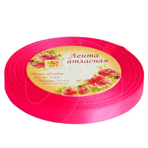 Лента для декора и упаковки Атласная 89 Неоновая розовая 1218153
