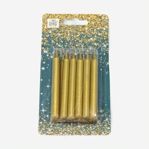 Свечи декоративные "Золотые" 8 см 12 шт 