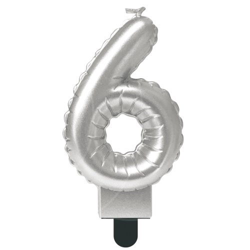Свеча декоративная Цифра "6" Шар Серебро 622096-6	