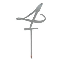 Топпер декоративный акриловый "Цифра 4 курсив" Серебро 