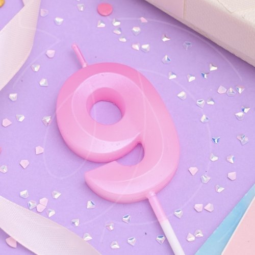 Свеча декоративная Цифра "9" Грань Розовый 10330403