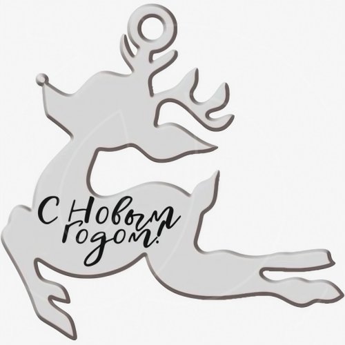 Топпер декоративный акриловый "Олень. Бирка" Серебро 5х5 см ТСК223