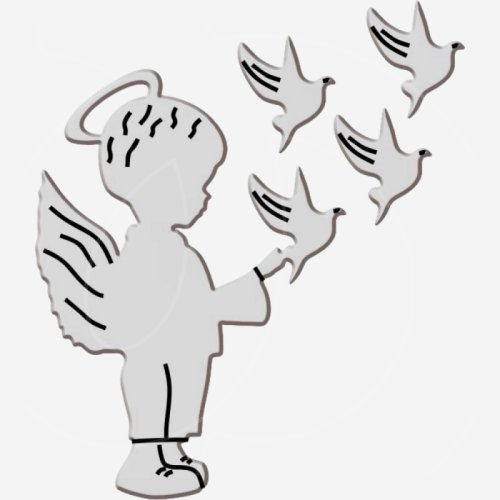 Топпер декоративный акриловый "Ангел с голубем" Серебро 9х7 см ТСК373