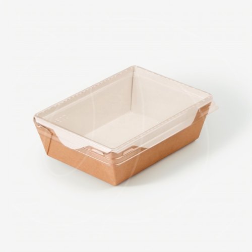 Коробка для сладостей с прозрачной крышкой крафт 16х12х4,5 см ECO OpSalad 500