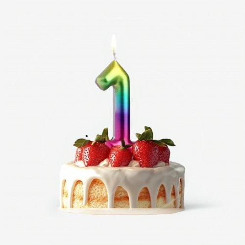 Свеча декоративная Цифра "1" Шар Радуга 5311068