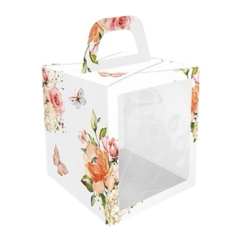 Коробка для кулича с окном "Цветы" 15х15х18 см КУ-00885	