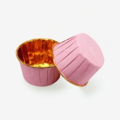 Капсула бумажная с подворотом Золото/Розовый D50 H40 1 шт 