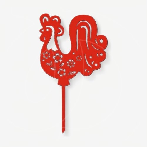 Топпер декоративный акриловый "Петушок резной" Красный 9 см ТСК460