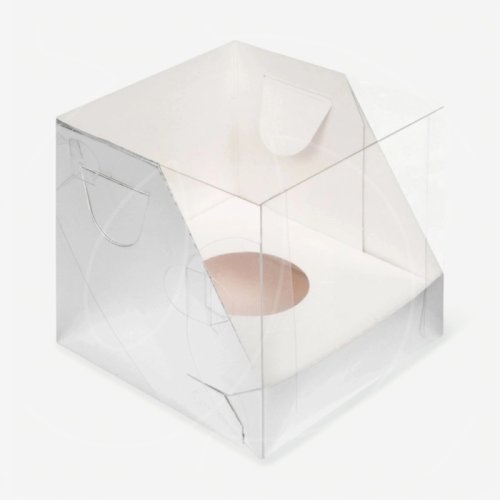 Коробка на 1 капкейк с прозрачной крышкой Серебро 10х10х10 см 40130